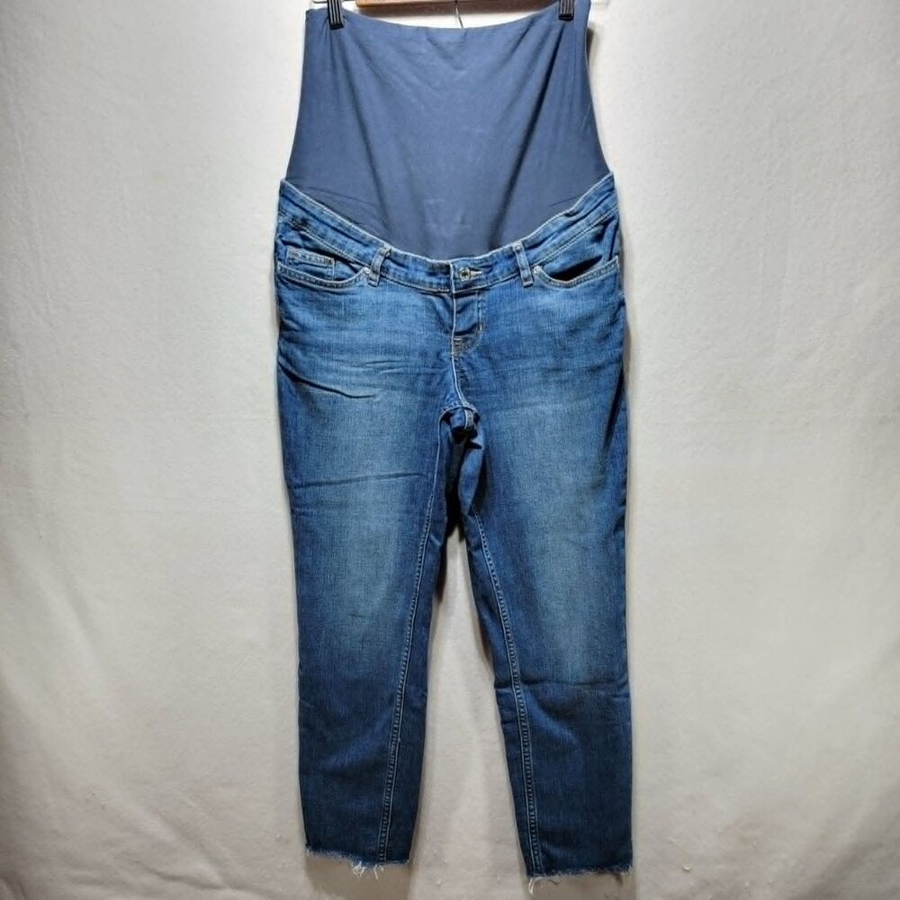 H&M Maternity Jeans Women's Small Skinny High Rib Ankle Blue Denim